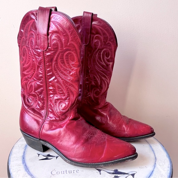 Code West Women’s Red Leather Embroidered Cowboy Cowgirl Western Boots Size 10 - Picture 1 of 15